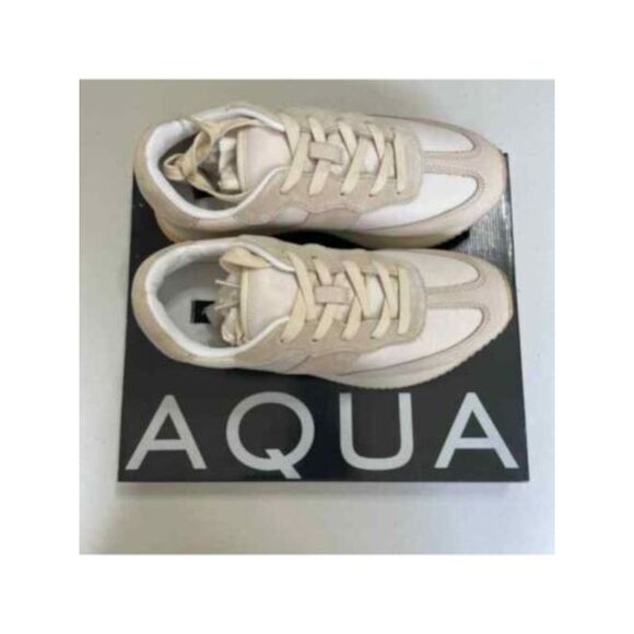 AQUA Womens Ivory 1" Platform Train Wedge Leather Athletic Training Shoes 6 M - Picture 3 of 4